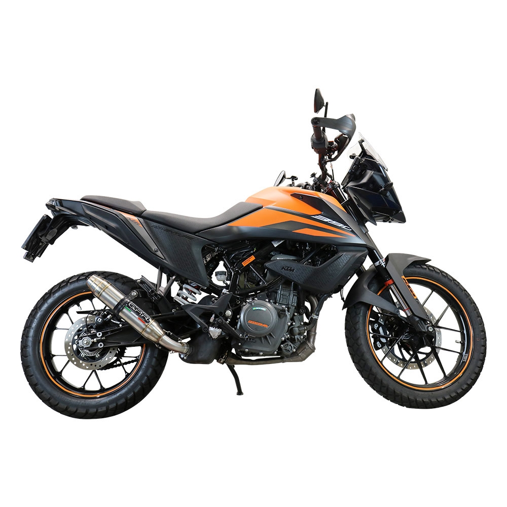 Escape compatible con Ktm Adventure 390 2021-2024, Deeptone Inox, Escape legal, homologado, silenciador con db killer desmontable y tubo de conexión específico 