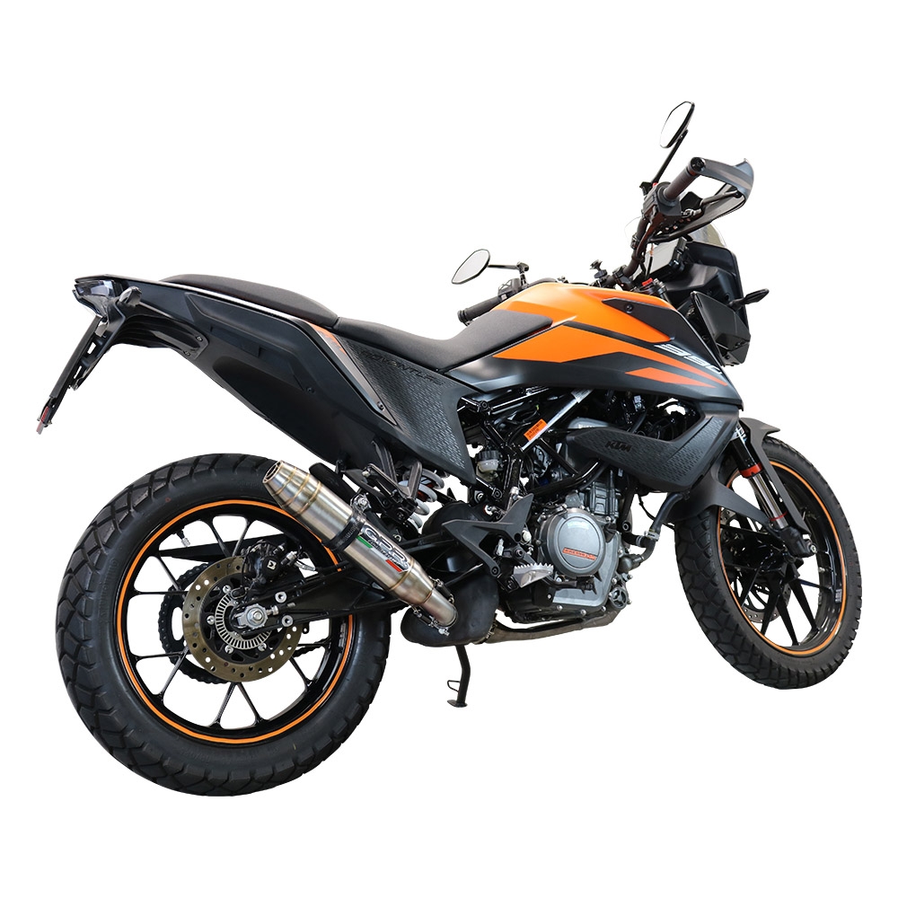 Escape compatible con Ktm Adventure 390 2021-2024, Deeptone Inox, Escape legal, homologado, silenciador con db killer desmontable y tubo de conexión específico 