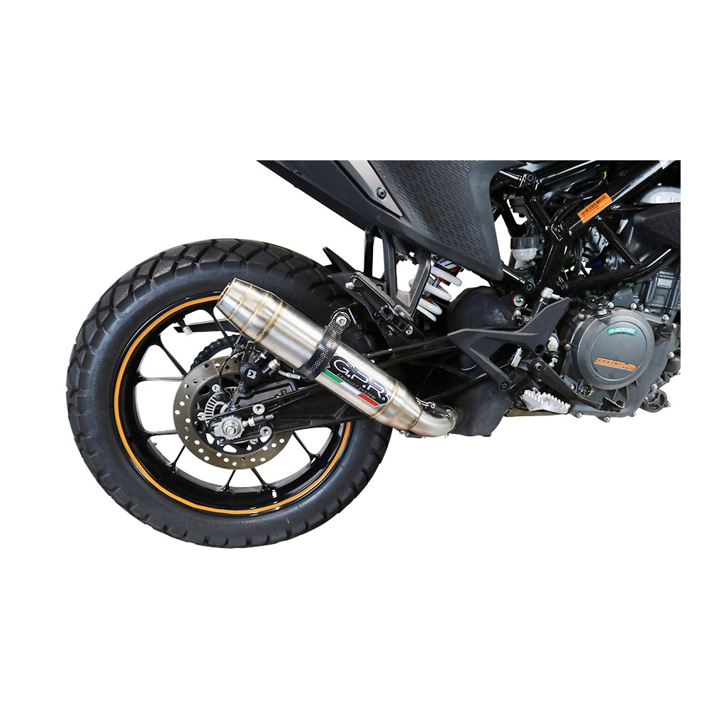 Escape compatible con Ktm Adventure 390 2021-2024, Deeptone Inox, Escape legal, homologado, silenciador con db killer desmontable y tubo de conexión específico 