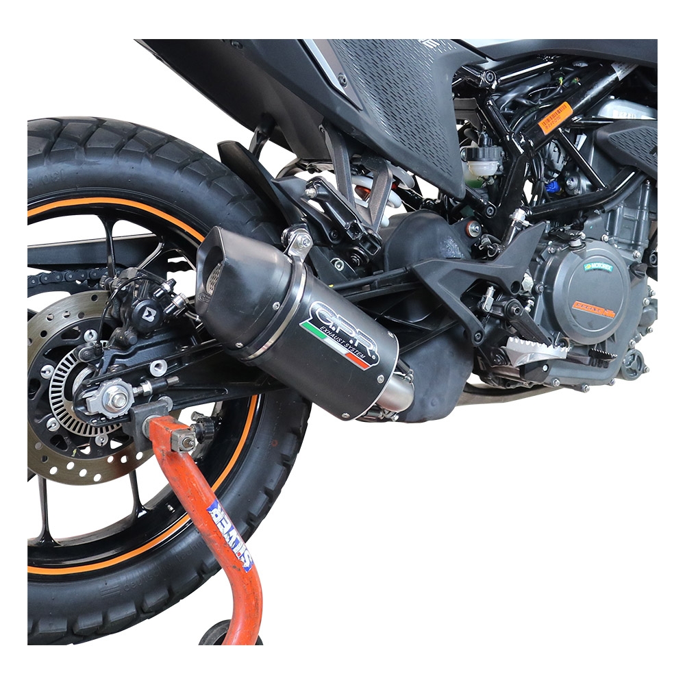 Escape compatible con Ktm Adventure 250 2020-2024, Furore Nero, Escape racing, silenciador con tubo de conexion y dbkiller, articulo sin homologacion 
