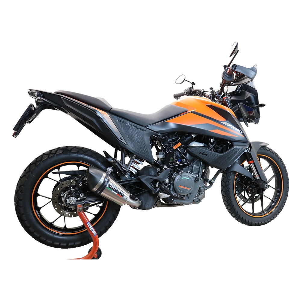 Escape compatible con Ktm Adventure 390 2021-2024, GP Evo4 Titanium, Escape legal, homologado, silenciador con db killer desmontable y tubo de conexión específico 