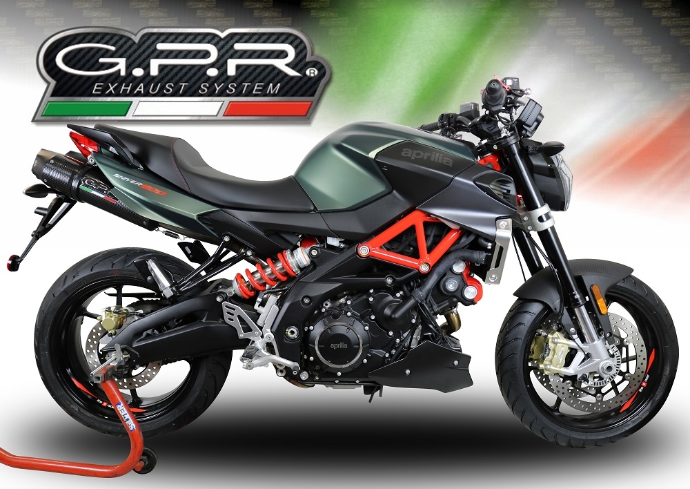 Escape compatible con Aprilia Shiver 900 2017-2020, GP Evo4 Poppy, Par de terminales de escape homologados, con db killer extraíbles y tubos de conexión específicos 