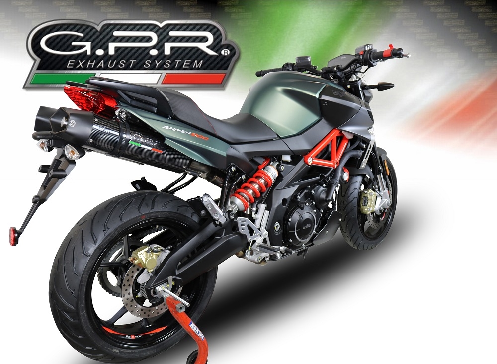 Escape compatible con Aprilia Shiver 900 2017-2020, GP Evo4 Poppy, Par de terminales de escape homologados, con db killer extraíbles y tubos de conexión específicos 