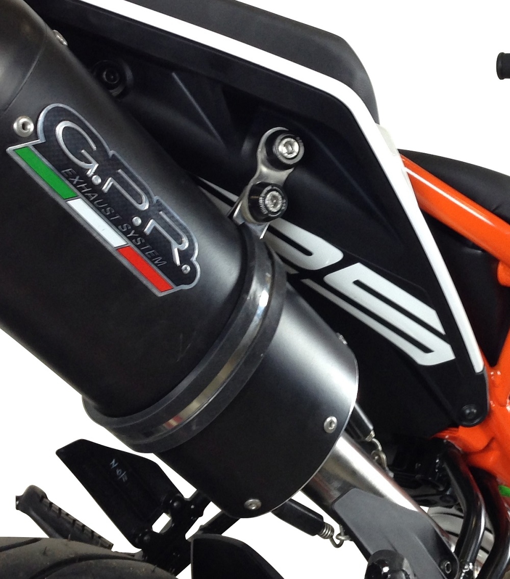 Escape compatible con Ktm Duke 125 2017-2020, Furore Evo4 Nero, Escape legal, homologado, silenciador con catalizador, db killer desmontable y tubo de conexión específico 