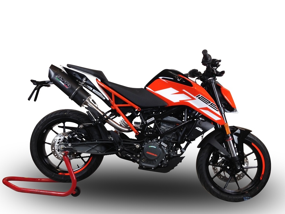 Escape compatible con Ktm Duke 125 2017-2020, Furore Evo4 Nero, Escape legal, homologado, silenciador con catalizador, db killer desmontable y tubo de conexión específico 