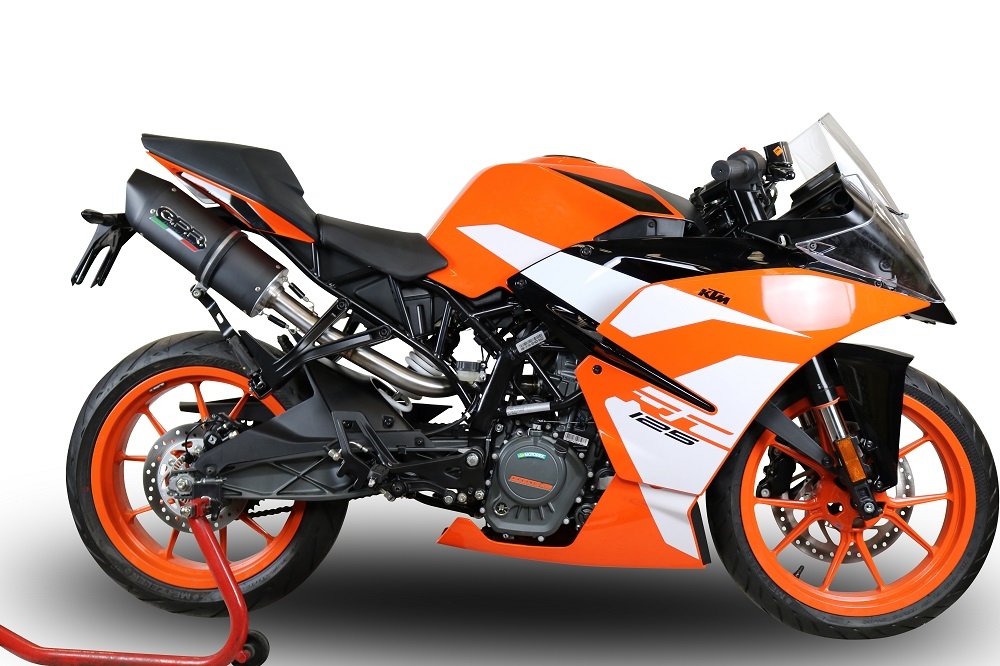 Escape compatible con Ktm Rc 125 2017-2020, Furore Evo4 Nero, Escape legal, homologado, silenciador con catalizador, db killer desmontable y tubo de conexión específico 