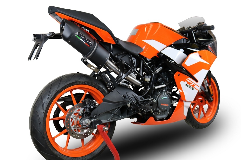 Escape compatible con Ktm Rc 125 2017-2020, Furore Evo4 Nero, Escape legal, homologado, silenciador con catalizador, db killer desmontable y tubo de conexión específico 