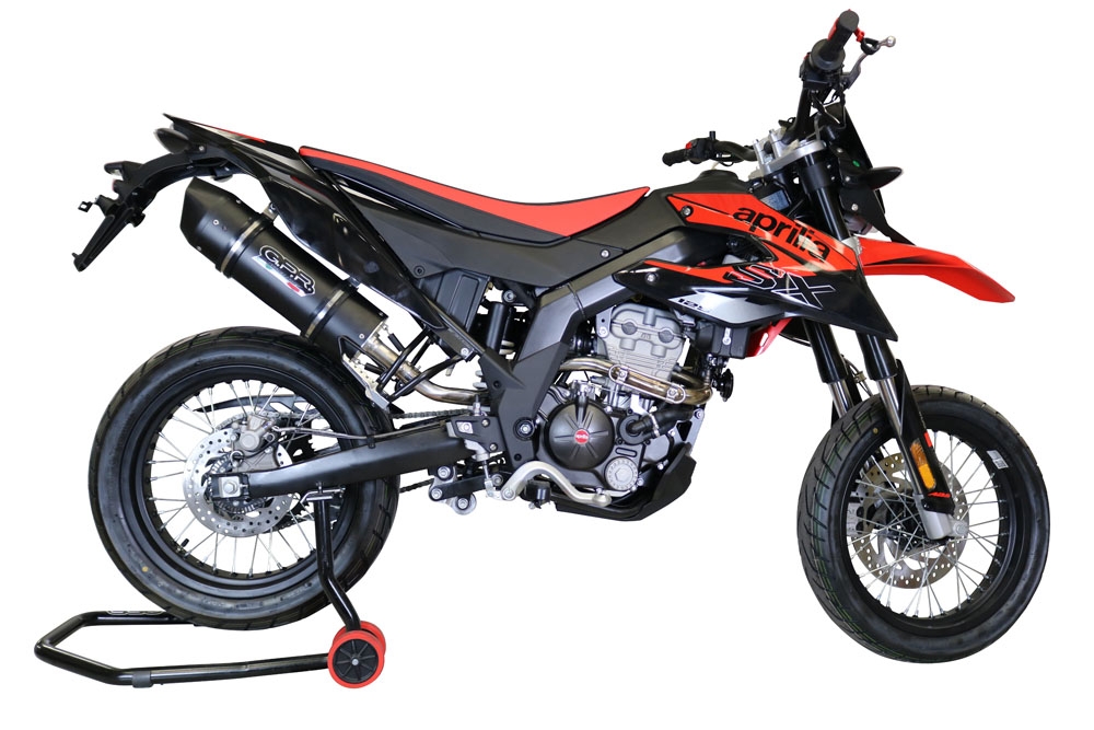 Escape compatible con Aprilia Rx 125 2018-2020, Furore Nero, Escape racing, silenciador con db killer y tubos de conexión 