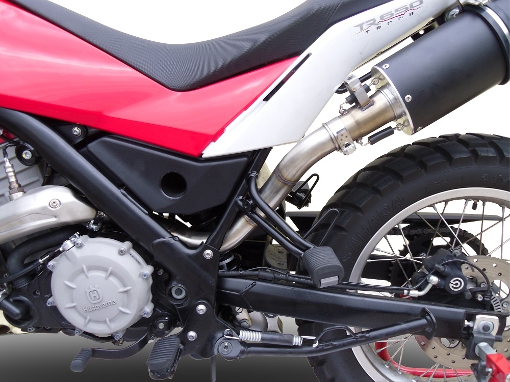 Escape compatible con Husqvarna TERRA - STRADA TR 650 2013-2015, Furore Nero, Escape completo homologado y legal,con catalizador incluido db killer extraíble 