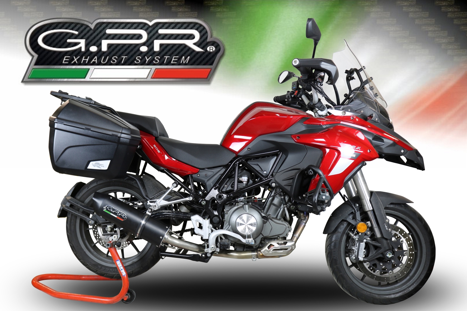 Escape compatible con Benelli Trk 502 2017-2020, Furore Evo4 Nero, Escape homologado, legal, con db killer extraíble, tubo de conexión y catalizador 