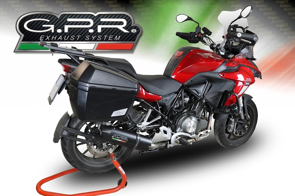 Escape compatible con Benelli Trk 502 2017-2020, Furore Evo4 Nero, Escape homologado, legal, con db killer extraíble, tubo de conexión y catalizador 