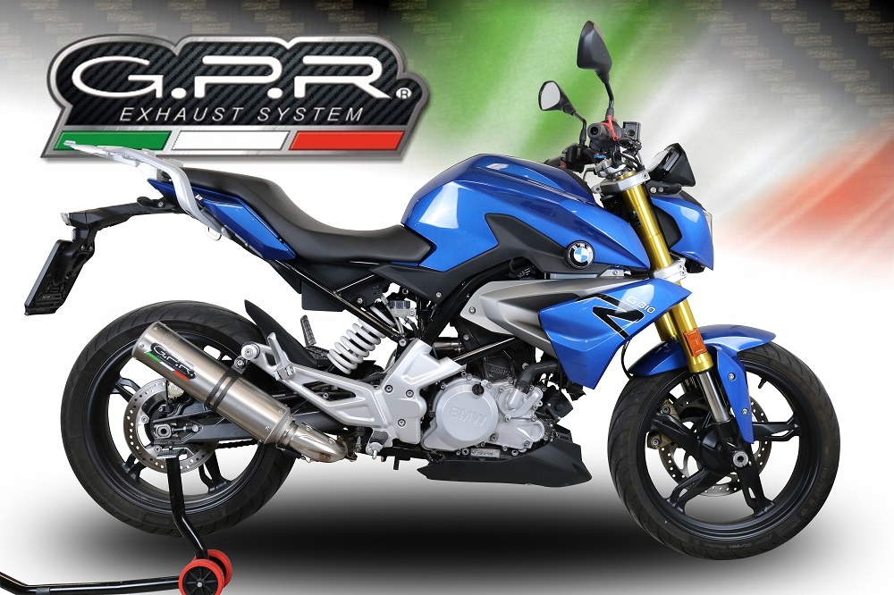 Escape compatible con Bmw G 310 R 2017-2021, M3 Titanium Natural, Escape completo homologado y legal,con catalizador incluido db killer extraíble 