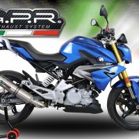 Escape compatible con Bmw G 310 R 2017-2021, M3 Titanium Natural, Escape completo homologado y legal,con catalizador incluido db killer extraíble 