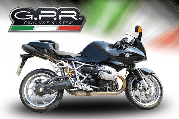 Escape compatible con Bmw R 1200 S 2006-2008, Furore Poppy, Par de terminales de escape homologados, con db killer extraíbles y tubos de conexión específicos 