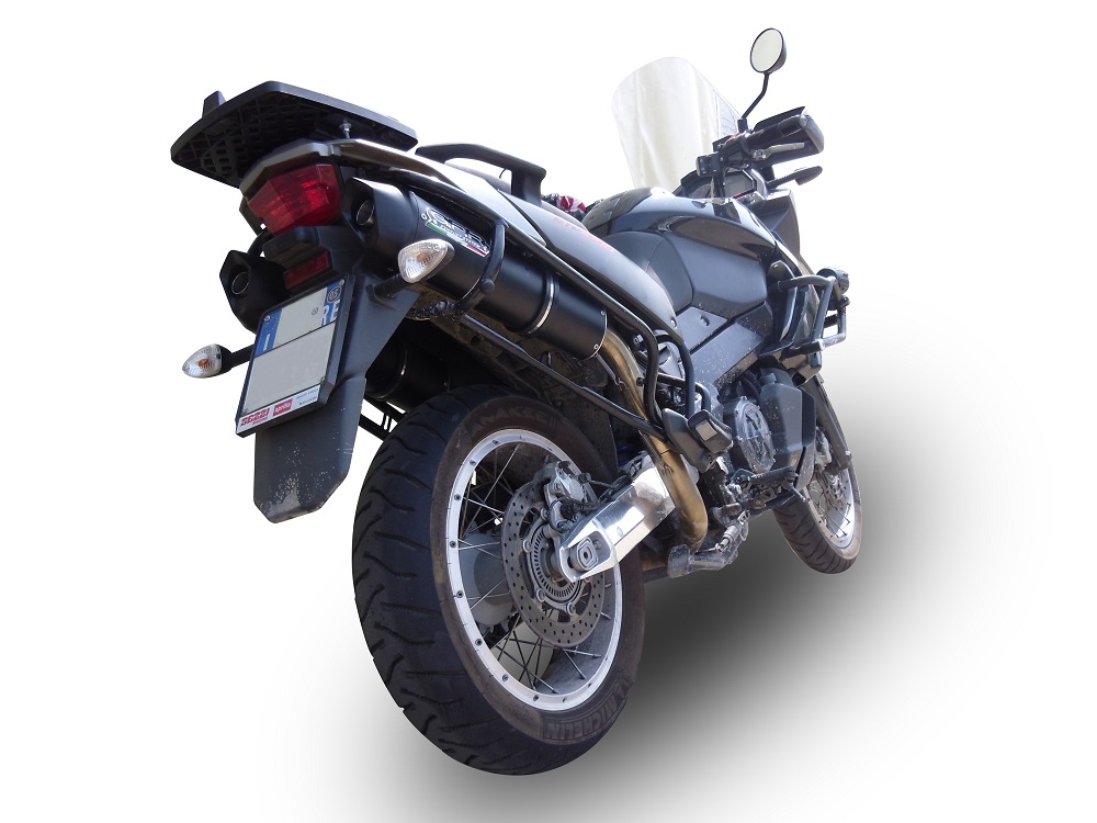 Escape compatible con Aprilia Etv Caponord 1000 Rally 2001-2007, Furore Nero, Par de terminales de escape homologados, con db killer extraíbles y tubos de conexión específicos 