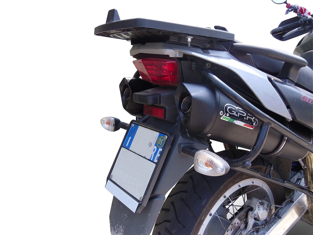 Escape compatible con Aprilia Etv Caponord 1000 Rally 2001-2007, Furore Nero, Par de terminales de escape homologados, con db killer extraíbles y tubos de conexión específicos 
