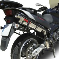 Escape compatible con Aprilia Etv Caponord 1000 Rally 2001-2007, Trioval, Par de terminales de escape homologados, con db killer extraíble, catalizadores y tubo de conexión específico 
