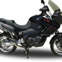 Escape compatible con Aprilia Etv Caponord 1000 Rally 2001-2007, Trioval, Par de terminales de escape homologados, con db killer extraíble, catalizadores y tubo de conexión específico 
