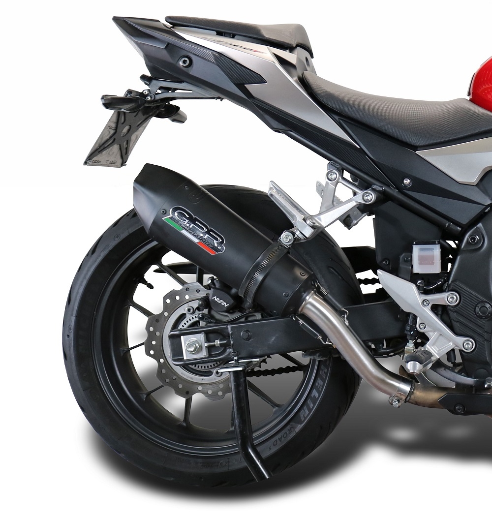 GPR escape compatible con  Honda Cb 500 X 2019-2025, New Grand Prix Evo Black Titanium, Escape legal, homologado, silenciador con db killer desmontable y tubo de conexión específico 