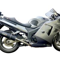 Escape compatible con Honda Cbr1100XX Superblackbird - X Eleven 1997-2006, Furore Nero, Par de terminales de escape homologados, con db killer extraíble, catalizadores y tubo de conexión específico 
