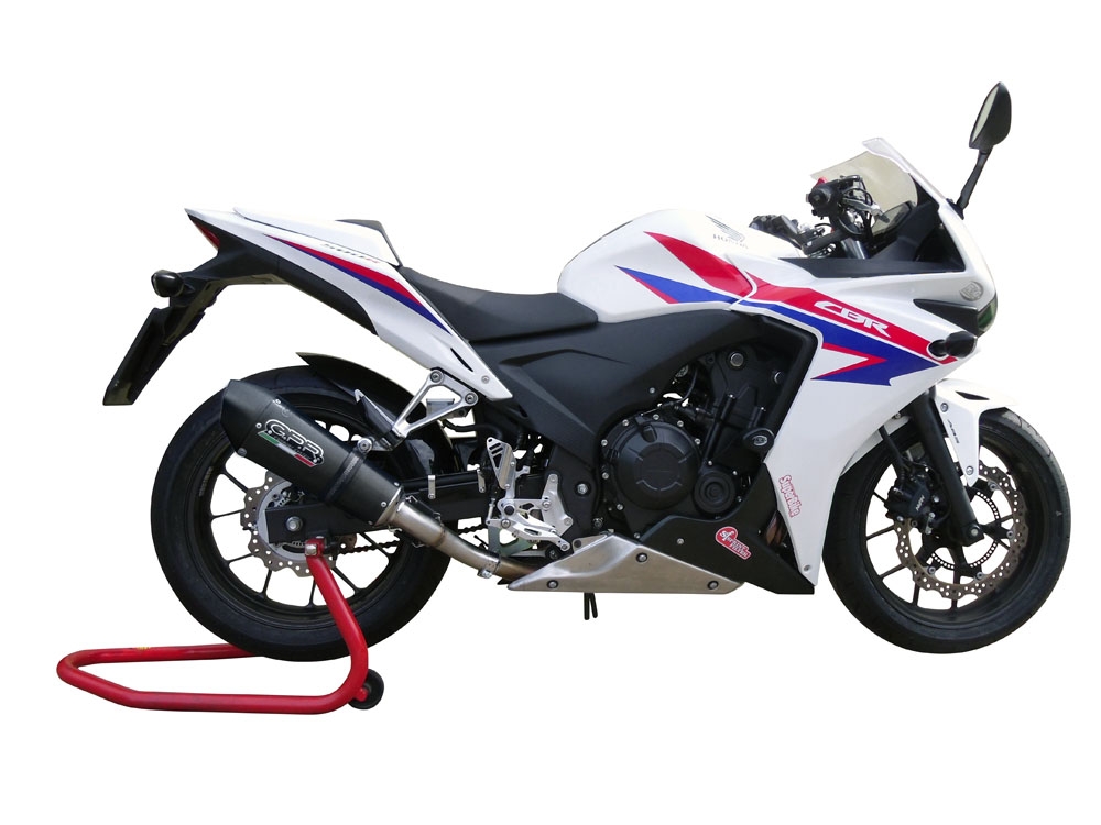 GPR escape compatible con  Honda Cbr 500 R 2023-2024, New Grand Prix Evo Black Titanium, Escape legal, homologado, silenciador con db killer desmontable y tubo de conexión específico 