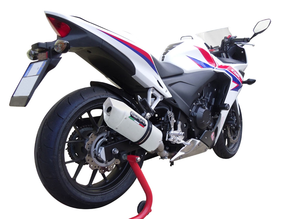 Escape compatible con Honda Cbr 500 R 2019-2022, Albus Evo4, Escape legal, homologado, silenciador con db killer desmontable y tubo de conexión específico 