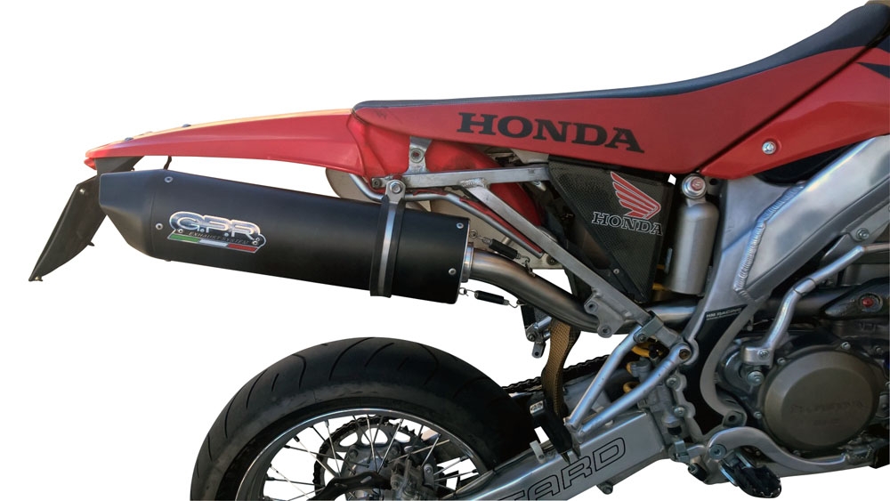 Escape compatible con Honda Crf 450 R-RX 2001-2002, Furore Nero, Escape legal, homologado, silenciador con db killer desmontable y tubo de conexión específico 