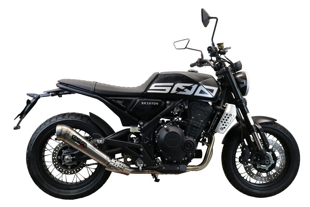Escape compatible con Brixton CroSsfire 500 X 2022-2023, Powercone Evo, Escape legal, homologado, silenciador con db killer desmontable y tubo de conexión específico 