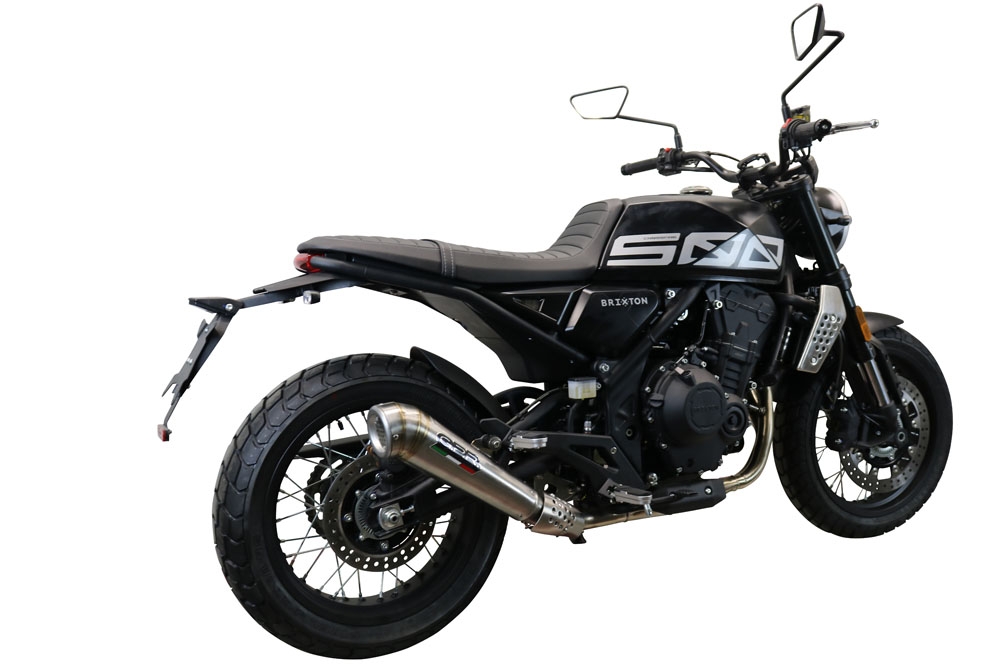 Escape compatible con Brixton CroSsfire 500 X 2022-2023, Powercone Evo, Escape legal, homologado, silenciador con db killer desmontable y tubo de conexión específico 