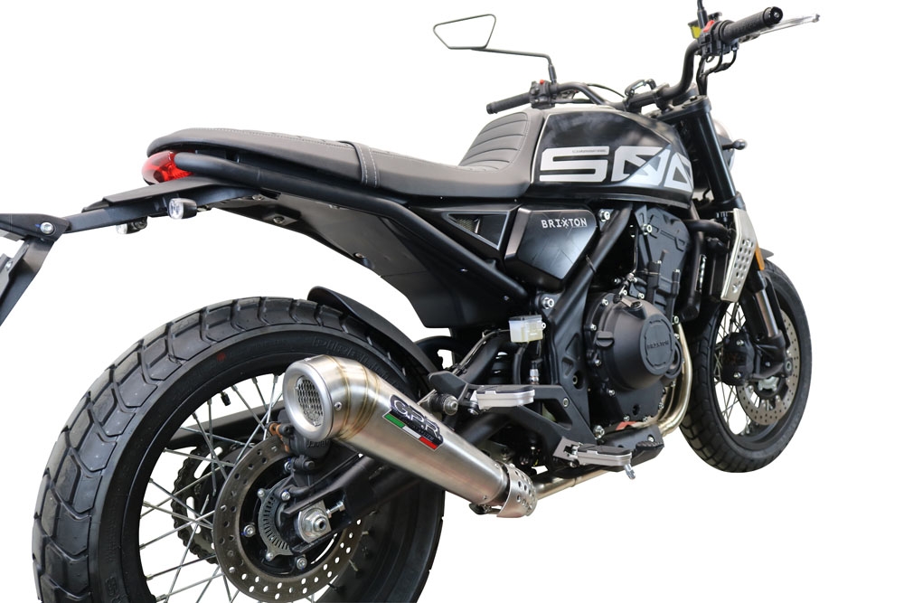 Escape compatible con Brixton CroSsfire 500 X 2022-2023, Powercone Evo, Escape legal, homologado, silenciador con db killer desmontable y tubo de conexión específico 