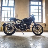 Escape compatible con Ducati Scrambler 800 2017-2020, Deeptone Inox, Par de terminales de escape homologados, con db killer extraíble, catalizadores y tubo de conexión específico 