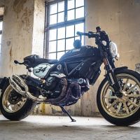 Escape compatible con Ducati Scrambler 800 2017-2020, Deeptone Inox, Par de terminales de escape homologados, con db killer extraíble, catalizadores y tubo de conexión específico 