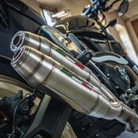 Escape compatible con Ducati Scrambler 800 2017-2020, Deeptone Inox, Par de terminales de escape homologados, con db killer extraíble, catalizadores y tubo de conexión específico 