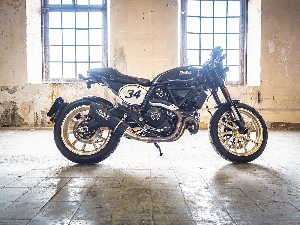 Escape compatible con Ducati Scrambler 800 2017-2020, Furore Evo4 Nero, Escape legal, homologado, silenciador con catalizador, db killer desmontable y tubo de conexión específico 