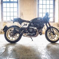 Escape compatible con Ducati Scrambler 800 2017-2020, Furore Evo4 Nero, Escape legal, homologado, silenciador con catalizador, db killer desmontable y tubo de conexión específico 