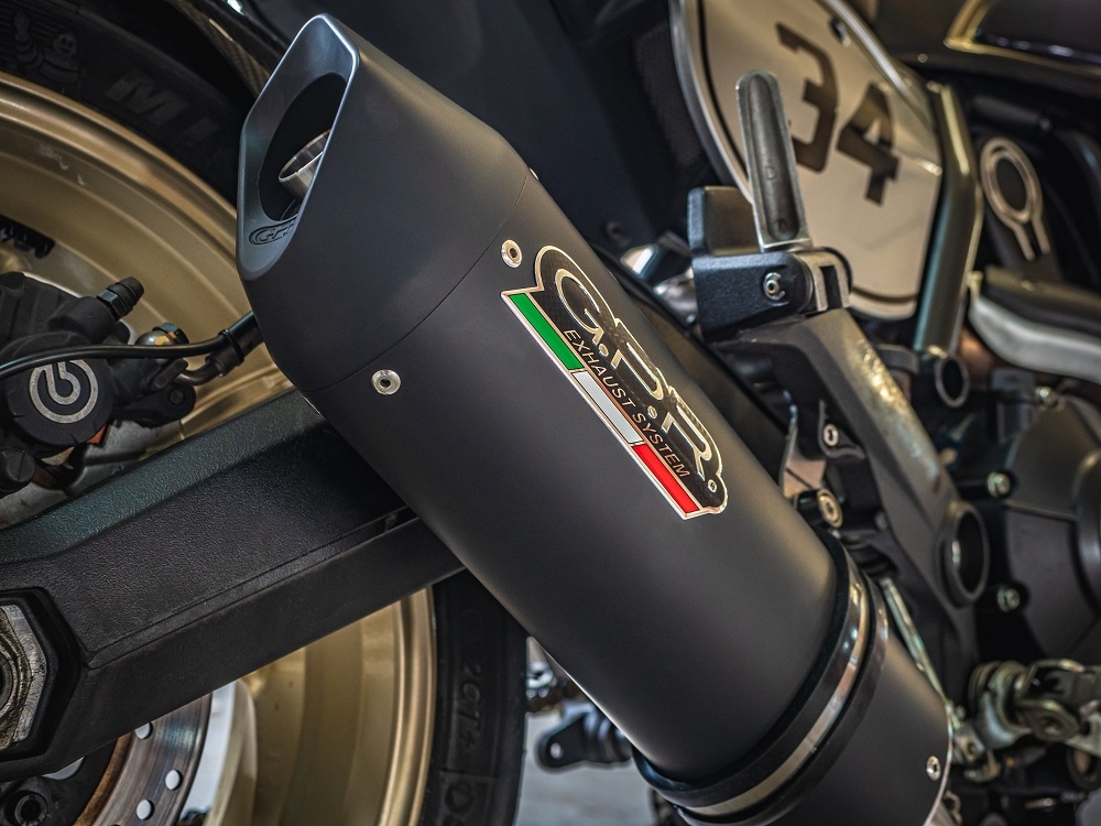 Escape compatible con Ducati Scrambler 800 2017-2020, Furore Evo4 Nero, Escape legal, homologado, silenciador con catalizador, db killer desmontable y tubo de conexión específico 