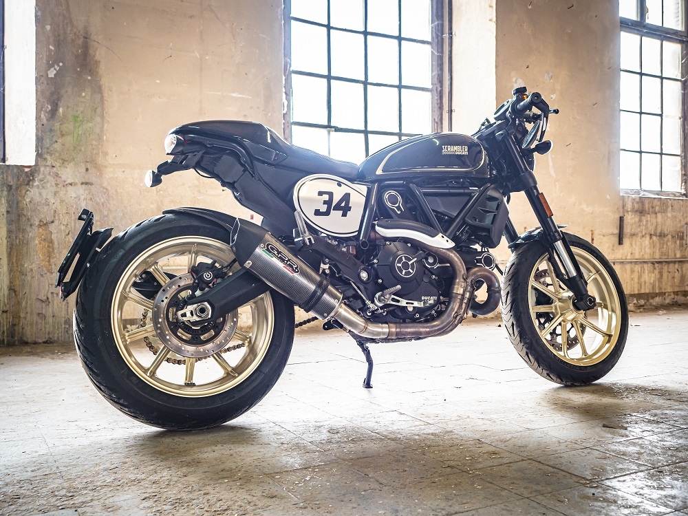Escape compatible con Ducati Scrambler 800 2015-2016, Gpe Ann. Poppy, Escape legal, homologado, silenciador con catalizador, db killer desmontable y tubo de conexión específico 