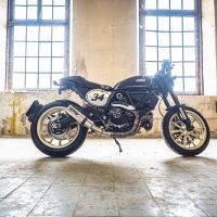 Escape compatible con Ducati Scrambler 800 2015-2016, M3 Inox , Escape legal, homologado, silenciador con catalizador, db killer desmontable y tubo de conexión específico 