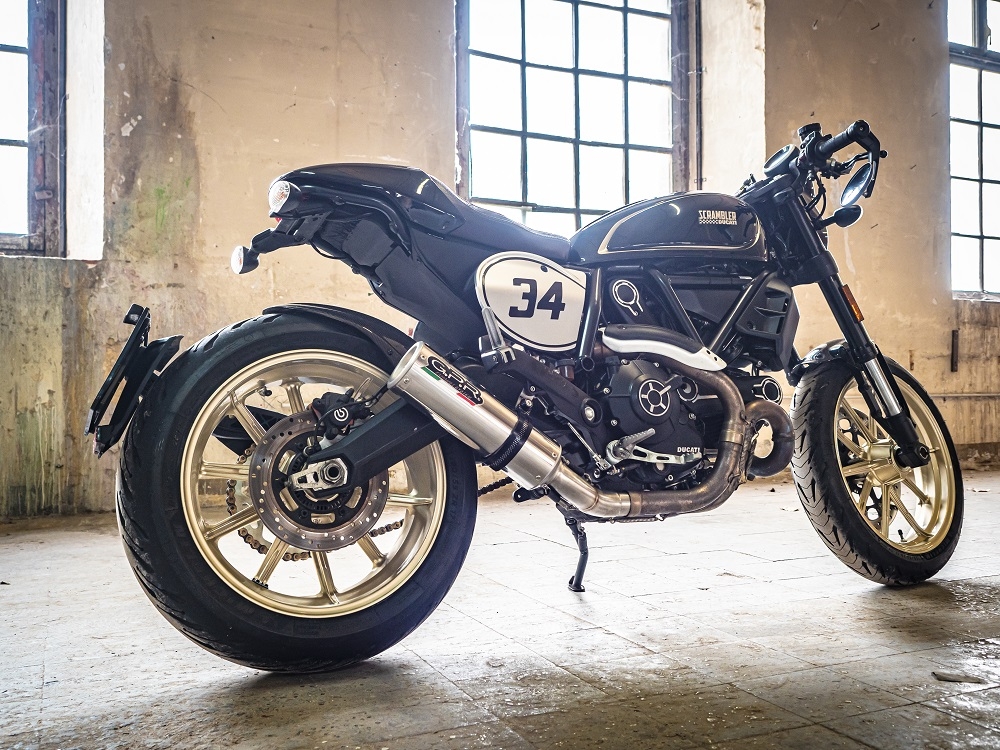 Escape compatible con Ducati Scrambler 800 2015-2016, M3 Inox , Escape legal, homologado, silenciador con catalizador, db killer desmontable y tubo de conexión específico 