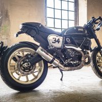 Escape compatible con Ducati Scrambler 800 2015-2016, M3 Inox , Escape legal, homologado, silenciador con catalizador, db killer desmontable y tubo de conexión específico 