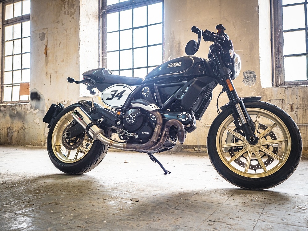 Escape compatible con Ducati Scrambler 800 2015-2016, M3 Inox , Escape legal, homologado, silenciador con catalizador, db killer desmontable y tubo de conexión específico 