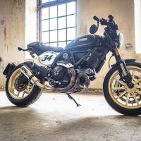 Escape compatible con Ducati Scrambler 800 2015-2016, M3 Inox , Escape legal, homologado, silenciador con catalizador, db killer desmontable y tubo de conexión específico 