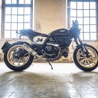 Escape compatible con Ducati Scrambler 800 2017-2020, M3 Titanium Natural, Escape legal, homologado, silenciador con catalizador, db killer desmontable y tubo de conexión específico 