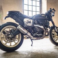 Escape compatible con Ducati Scrambler 800 2017-2020, M3 Titanium Natural, Escape legal, homologado, silenciador con catalizador, db killer desmontable y tubo de conexión específico 