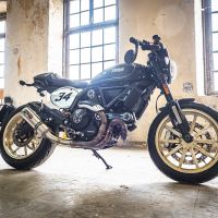 Escape compatible con Ducati Scrambler 800 2017-2020, M3 Titanium Natural, Escape legal, homologado, silenciador con catalizador, db killer desmontable y tubo de conexión específico 