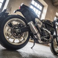 Escape compatible con Ducati Scrambler 800 2017-2020, M3 Titanium Natural, Escape legal, homologado, silenciador con catalizador, db killer desmontable y tubo de conexión específico 