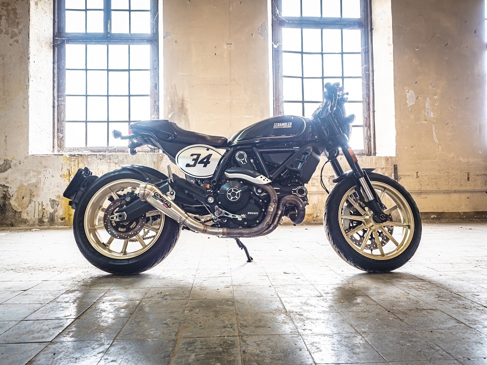 Escape compatible con Ducati Scrambler 800 2017-2020, Powercone Evo, Escape legal, homologado, silenciador con catalizador, db killer desmontable y tubo de conexión específico 