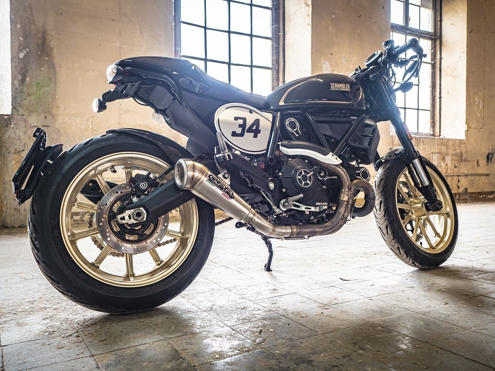 Escape compatible con Ducati Scrambler 800 2017-2020, Powercone Evo, Escape legal, homologado, silenciador con catalizador, db killer desmontable y tubo de conexión específico 