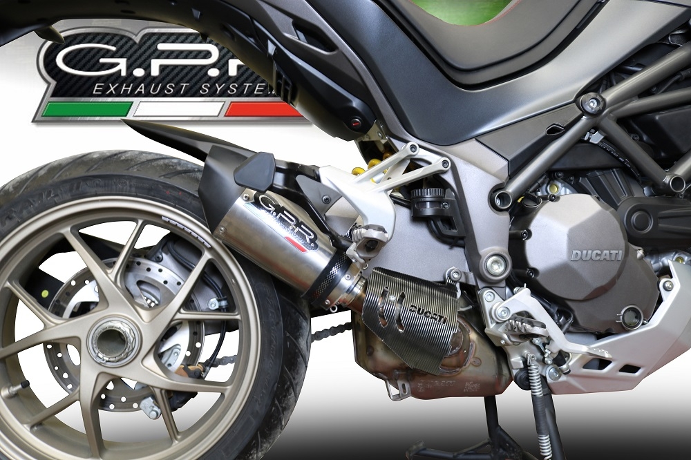 Escape compatible con Ducati Multistrada 1260 2018-2020, GP Evo4 Titanium, Escape legal, homologado, silenciador con db killer desmontable y tubo de conexión específico 
