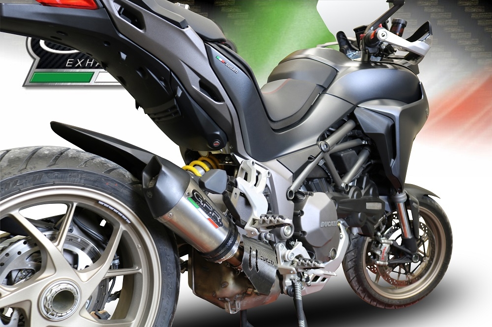 Escape compatible con Ducati Multistrada 1260 2018-2020, GP Evo4 Titanium, Escape legal, homologado, silenciador con db killer desmontable y tubo de conexión específico 